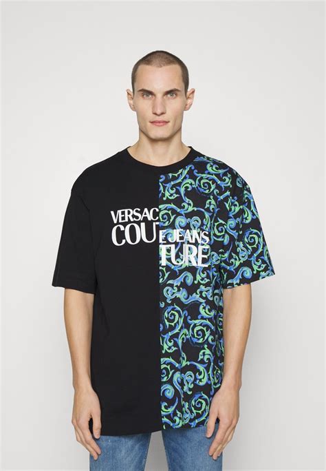 versace jeans t-shirt print black|Versace Jeans couture outlet.